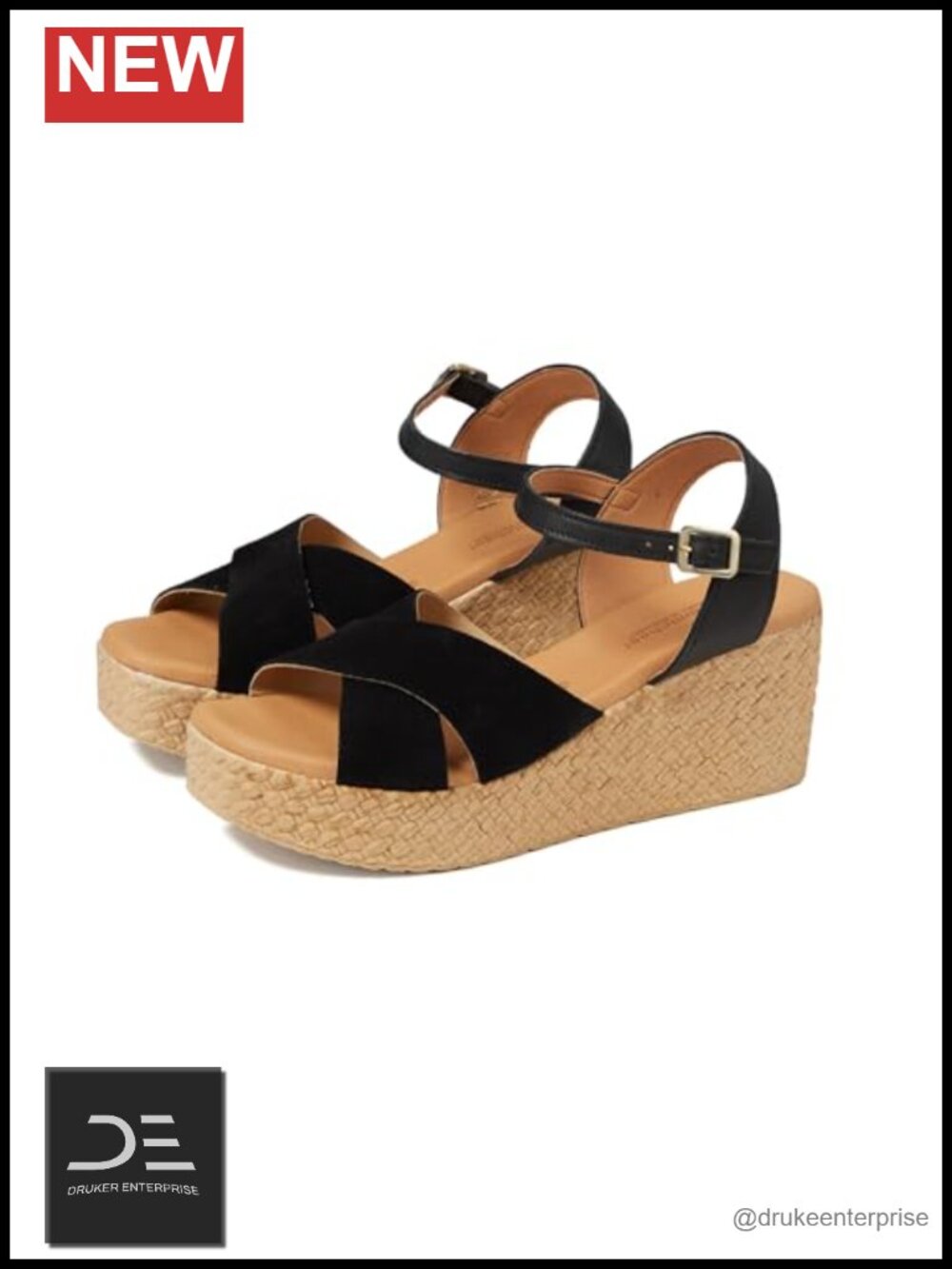 Premium Leather Slingback Wedge Sandals with Cushioned Footbed